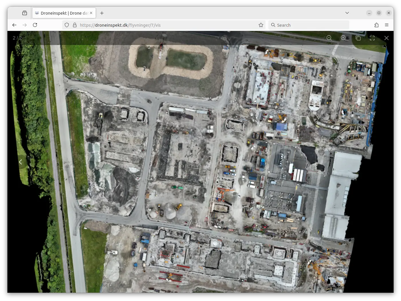 A detailed orthophoto from a construction site.